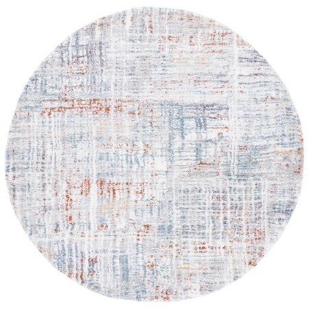 Safavieh 7 x 7 ft. Berber Shag Contemporary Power Loomed Round Rug; Blue Rust & Ivory BER569A-7R